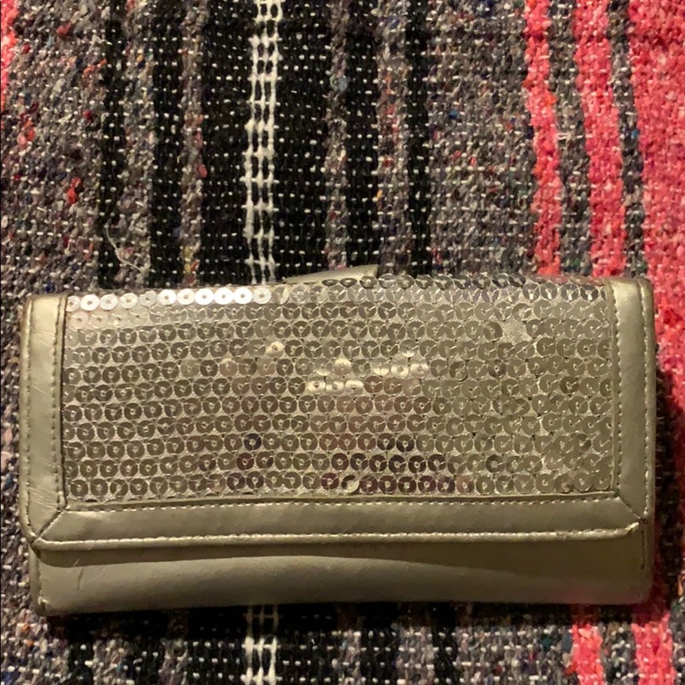 Sequin silver wallet